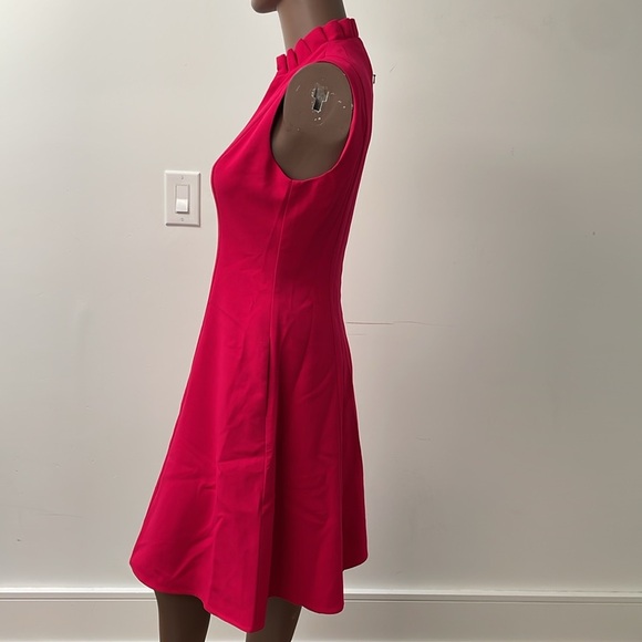 Black Halo Antoinette Fit & Flare Dress Snap Dragon Pink V Neck A-Line 8 - Picture 8 of 16